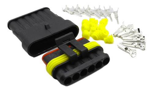 Imagen 2 de 2 de Conector Macho / Hembra Impermeable De 6 Cables / 6 Vías