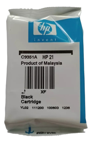 Cartucho Original Hp 21 Negro C9351al C9351 Hp 21 Blister