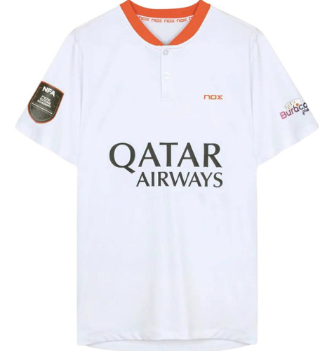 Polera Nox Polo Sponsor Qatar At10 Blanca 2023 23/24