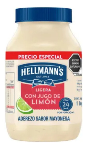 Aderezo Sabor Mayonesa Hellmann's Con Jugo De Limón 1 Kg