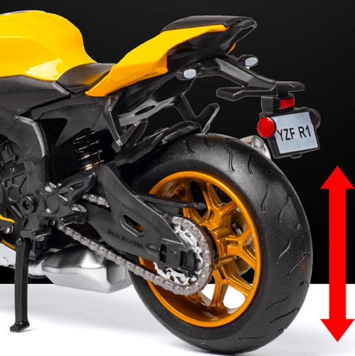 1:12 com base, chaveiro, capacete de motocicleta amarelo em miniatura Yamaha Yzf R1