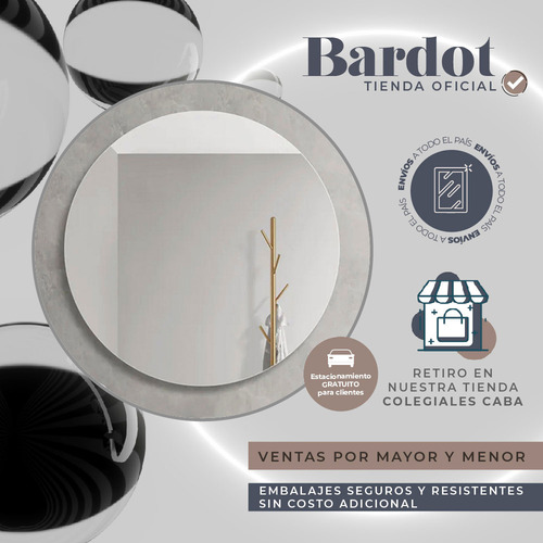 Espejo Redondo 80 Cm Decorativo Baño Living De Pared Grande Borde Pulido