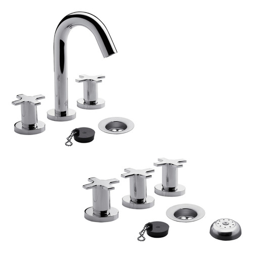 Combo Griferias Fv Alerce Cromo Bidet Y Lavatorio