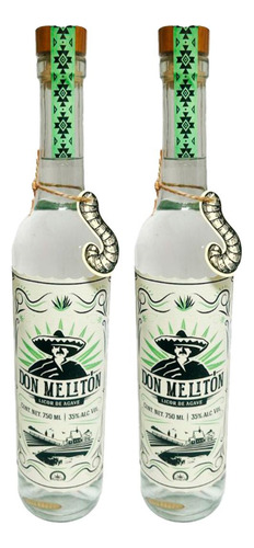 Dos Botellas Licor De Agave Don Melitón 750 Ml Con Gusano