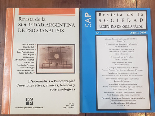 Revista De La Sociedad Argentina De Psicoanálisis N° 3, 7, 8
