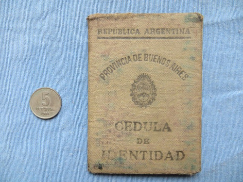 Cedula De Identidad Año 1944 Provincia De Buenos Aires