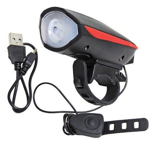 Linterna LED recargable con bocina para bicicleta