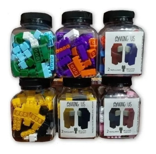 Muñeco Among Us Set X2 + Hueso Tripulante Impostor Ladrillos