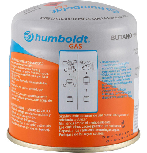 Gas Butano 190g. Humboldt