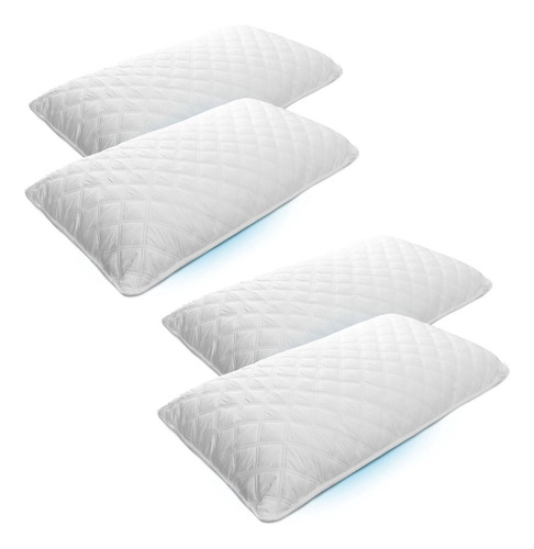 Set X 4 Almohadas Largas Ultrasonido Fibra Silicon 50x90 Cm