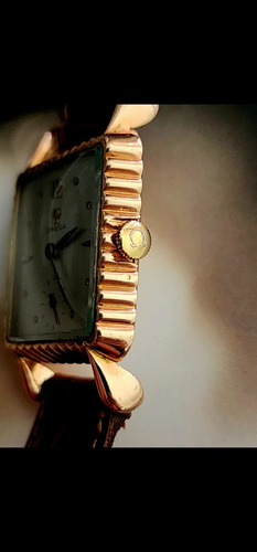 Antiguo Reloj Pulsera Omega Caja Oro 18k Art Deco Marrón Dorado Crema (Usado)