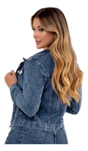 Jaqueta Feminina Jeans Lavagem Escura