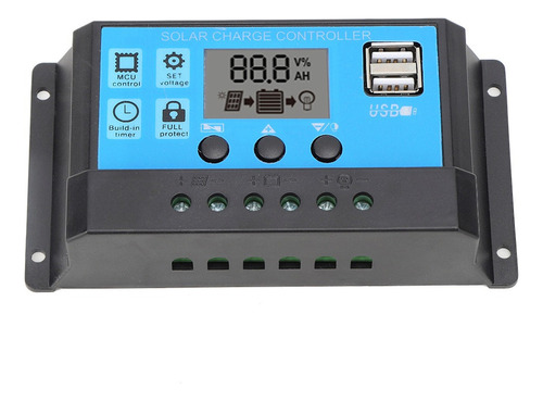 Controlador De Carga Solar Pwm Lcd Panel De Celda Usb Dual