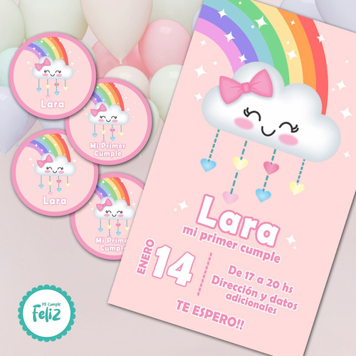 Mini Kit Imprimible Arcoiris Kawaii Personalizado