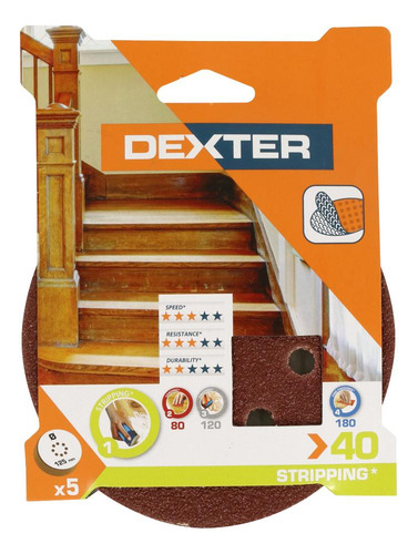 Kit Lixa Orbital Madeira Grão 40 125mm 5un Dexter