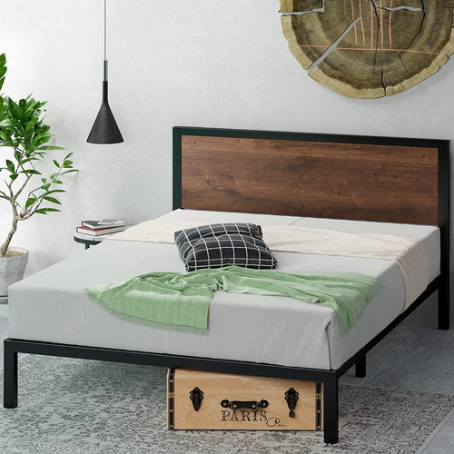 Estructura De Cama Con Plataforma De Metal Y Madera