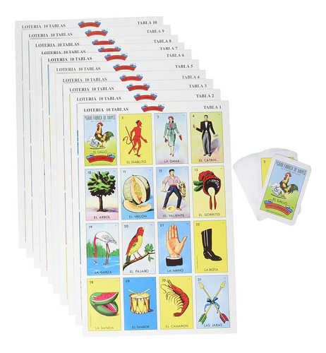 Paquete De 2 Don Clemente Mexican Jumbo Loteria Set, 20 Tab.