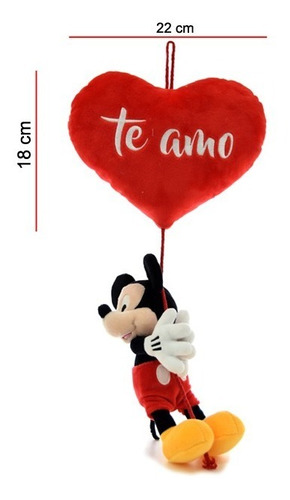 Peluche Mickey 42 Cm Colgando De Corazon- Orig. Phi Phi Toys