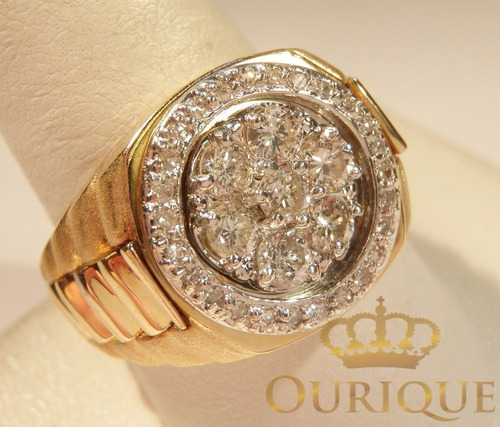 Anel Masculino Em Ouro 18k Com Diamantes Desing Exclusivo