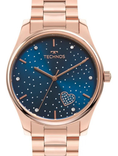 Relógio Technos Feminino Fashion Rosé 2036moa/1a Cor do fundo Azul