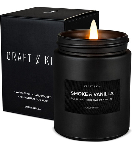 Vela Perfumada Para Hombres | Craft & Kin Smoke Vainilla