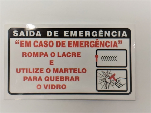 3 Adesivos Saída Emergência P/ Vans Micro Ônibus Passageiros