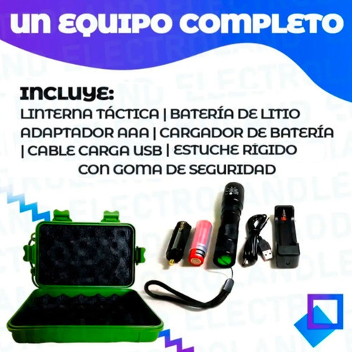Linterna Táctica Militar Led Multiuso Caza Camping Carga Usb Color De La Linterna Negro Color De La Luz Blanco