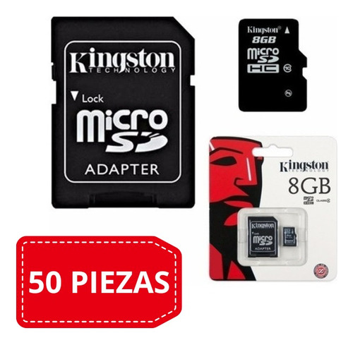 Paquete De 50 Memorias Kingston Micro Sd 8gb + Adaptador