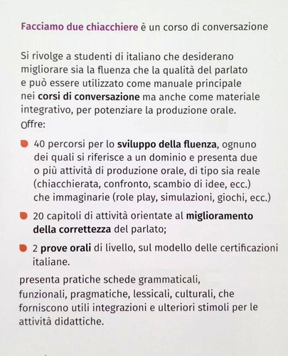Facciamo Due Chiacchiere 1. Livello A1 / A2