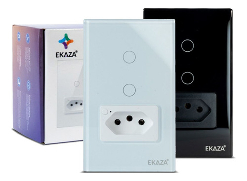 Interruptor Inteligente 4x2 Wifi 2 Botões Tomada Ekaza Tuya