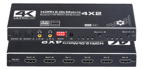 4k Hdmi Matrix Switch Pack: 4x2 Con Control Remoto Ir
