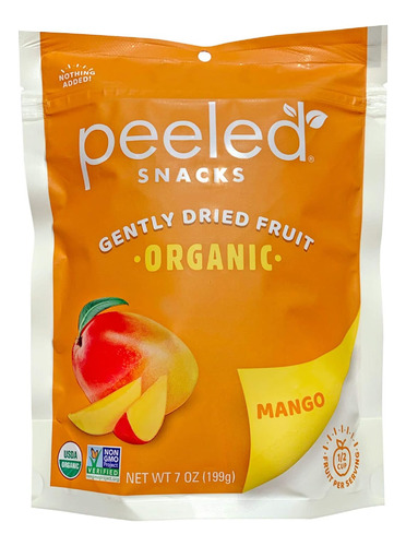 Snacks Pelados Frutos Secos Orgánicos, Mango, 7 Oz. Snacks