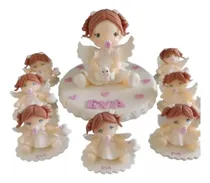 Comprar Adorno Torta Y 25 Souvenir Angelitos Porcelana Fria Bautismo