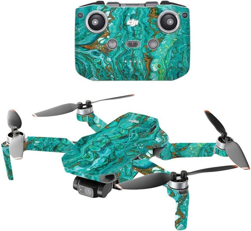 Skin De Vinilo Para Drone Dji Mini 2 - Turquesa Ripple.