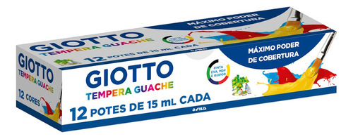 Tempera Guache Giotto - Frascos De 15ml - Caixa Com 12 Cores