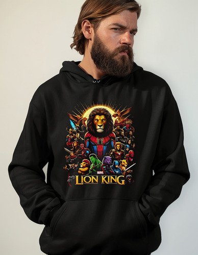 Sudadera Con Capucha Negra Unisex Mufasa Marvel