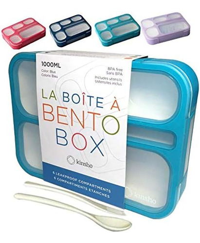 Caja Bento Kinsho Para Comida, 6 Secciones, A Prueba De Fuga