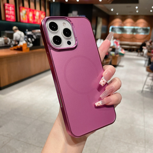 Funda Para Iphone Compatible Con Magsafe Colores Metálicos Morado Iphone 16
