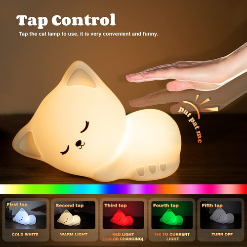 Lámpara De Gato Con Luz Nocturna Para Gatos, Recargable Por