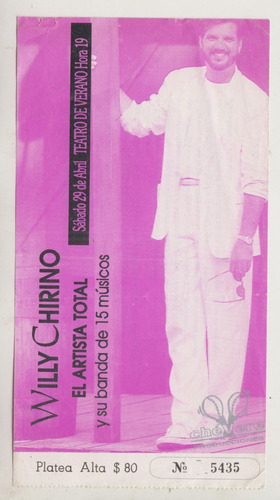 Memorabilia Entrada Recital De Willy Chirino En Montevideo