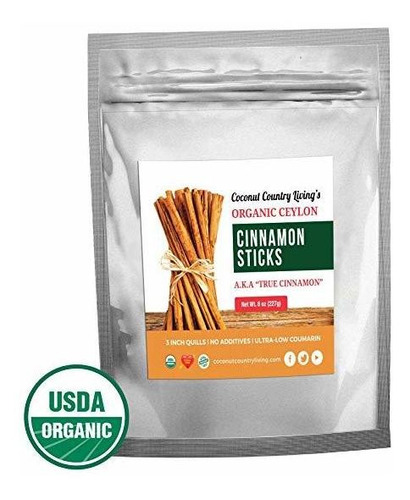 La Verdadera Canela De Ceilán Orgánica Sticks 8 Oz De Comerc