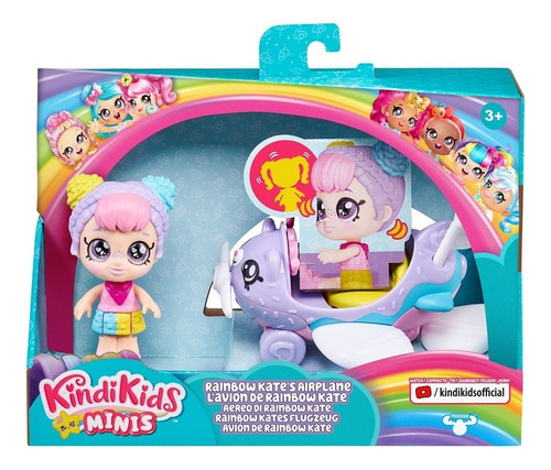 Muñeca Kindi Kids Minis - El Avion De Rainbow Kate 8 Cm