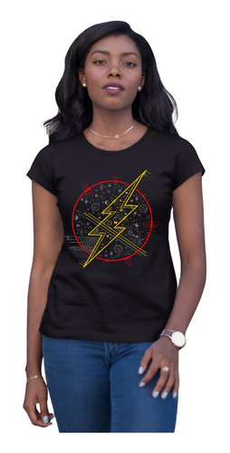 Playera Negra De Mujer De Flash Linea Del Tiempo En Oferta