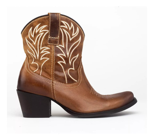 Botin Vaquero Dama 20131 Miel 100% Piel Tacón Western Bota