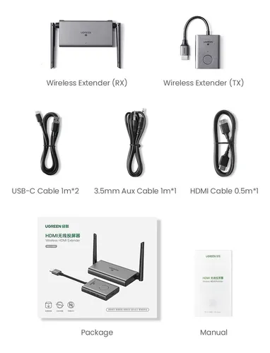 Spliter Transmisor Receptor Hdmi Wireless 50 Metros Ugreen