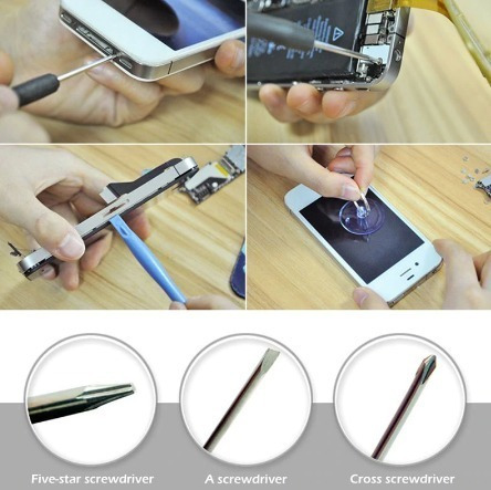 Imagem 8 de 9 de Chaves Kit 11 Ferramentas Abrir-trocar iPhone 4s 4g 5s 5g 6