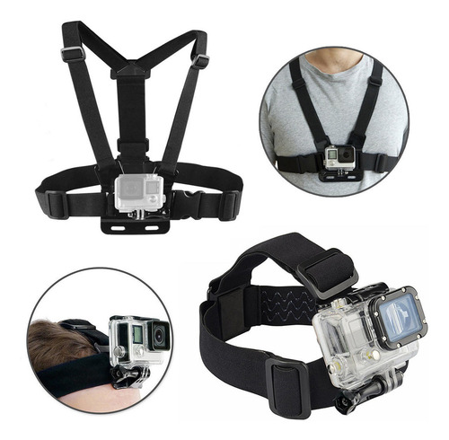 Imagem 8 de 10 de Kit P/ Câmera Sport Gopro Faixa Cabeça Peito Bastão Ventosa