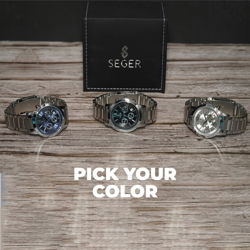 Imagen 8 de 10 de Reloj Hombre Seger 9097 Original Eeuu Elegante Vestir Acero