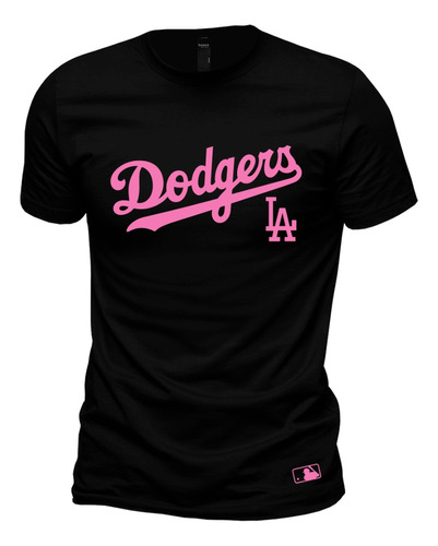 Playera Dodgers De Los Angeles Béisbol Con Envió Negro/rosa