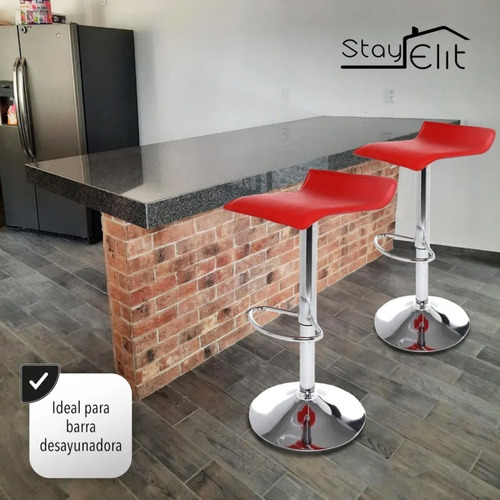 Banco De Cocina O Barra Banco Alto Desayunador Set De 2 Color Rojo